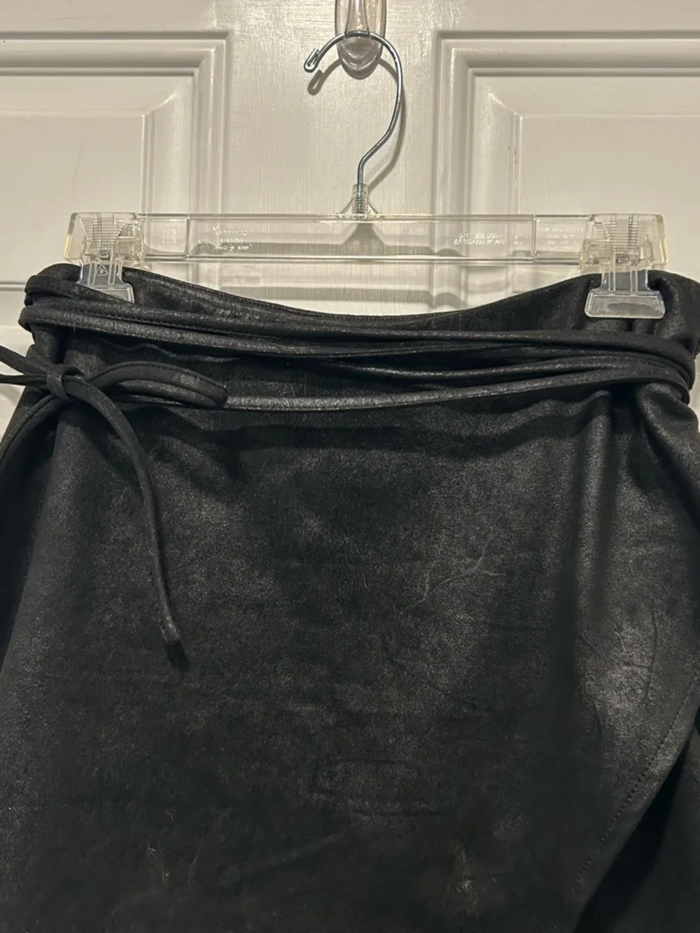 Free People Faux Suede Wrap Mini Skirt Lined Black Strappy Boho Chic Festival 4